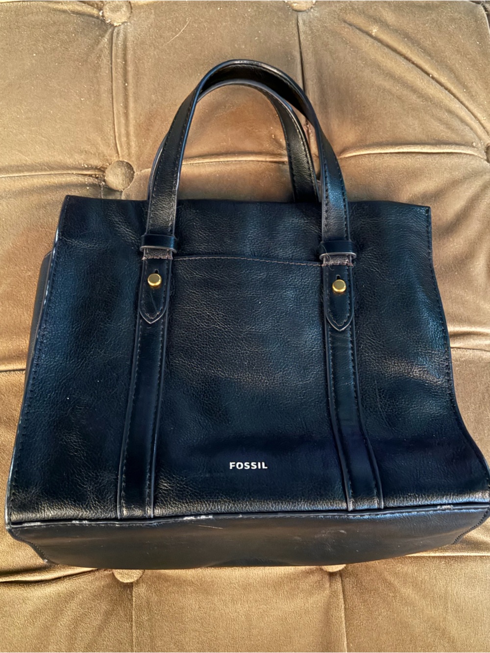 Fossil Black Leather Structured Tote